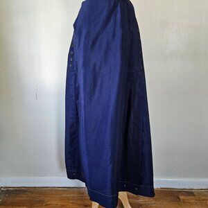 Antique Edwardian 1900s Navy Blue Wool Walking Hobble Skirt Titanic M *FLAWS*